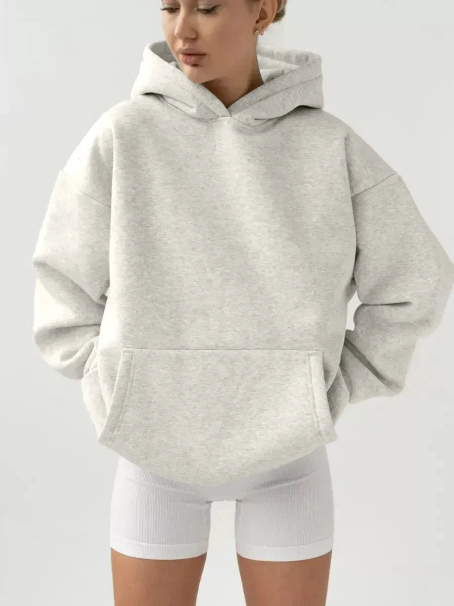 Blubelle 350g/㎡ Women's New Hooded Sweatshirt Oversized Soft Fleece Kangaroo Pocket Long Sleeve Autumn Winter Fashion Hoodies