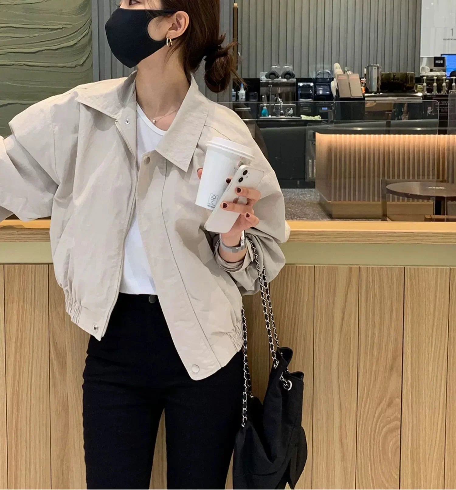 Women Small Plaid Simple Casual All-Matching Jacket Cargo Top Spring Autumn Outwear New High-Grade Temperament Solid Short coat