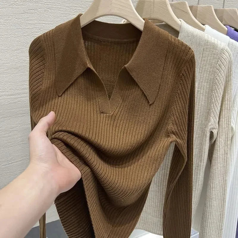 Autumn Winter Women Sweater 2023 New Fashion Jersey Square Collar Long Sleeve Sweaters Jumper Thick Knitwear Pullovers Soft Pull