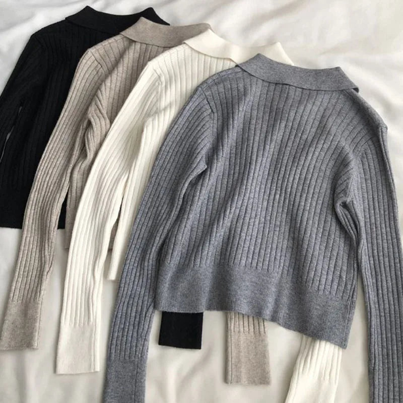 Lucyever High Quality Knit Cardigan Women Korean Fashion Turndown Collar Buttons Up Sweaters Solid Casual Long Sleeve Knitwear