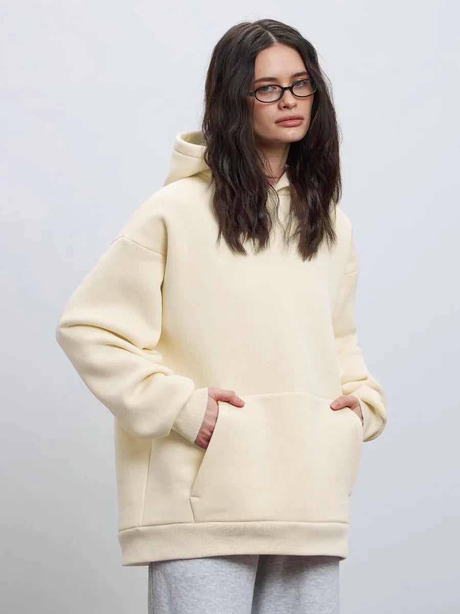 Blubelle 350g/㎡ Women's New Hooded Sweatshirt Oversized Soft Fleece Kangaroo Pocket Long Sleeve Autumn Winter Fashion Hoodies