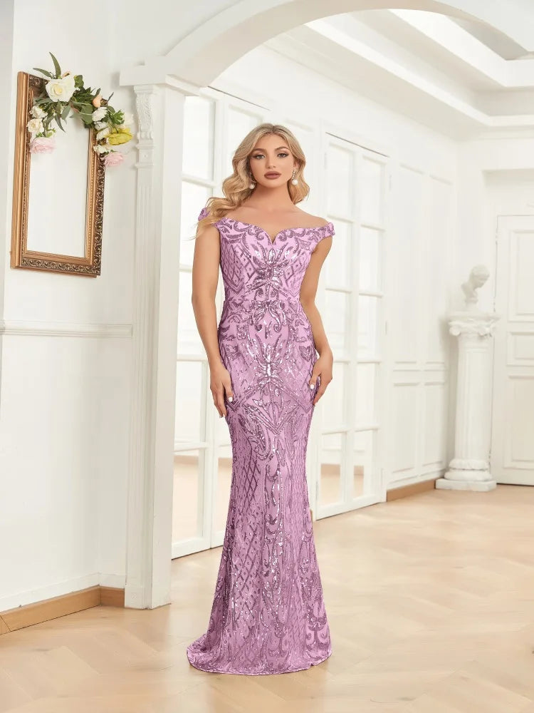 Luxury Sequin Saudi Evening Dresses One Shoulder Long Elegant Floor-Length Arabic Women Formal Prom Party Mermaid Gowns